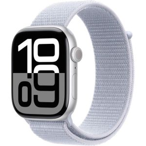 Apple Watch Series 10 GPS 46 mm Smartwatch - Silver Aluminium Case - Blue Cloud Sport Loop - One Size