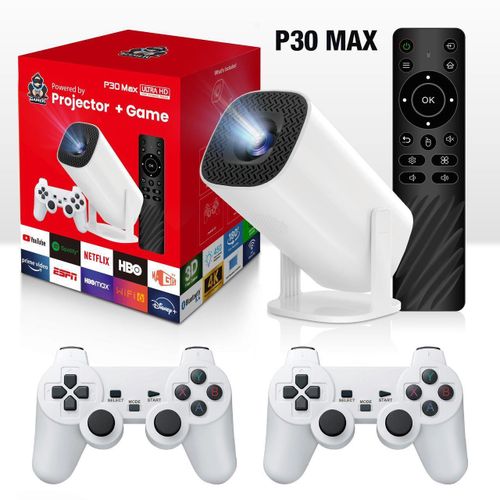 P30 Max Gaming Android Mini Home Theatre 4K Projector With 3000+ Games 4K 1080P Wifi 2.5G 5G Upgrade Android 11 30-150inch 180 Ansi Lumen