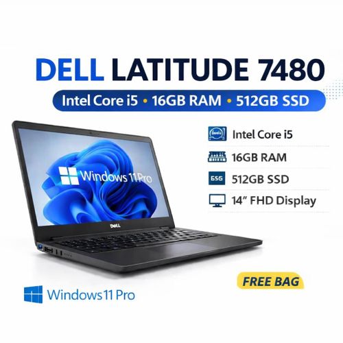 DELL Latitude 7480 Intel Core I5, Keyboard Backlit, 16GB RAM, 512GB SSD Windows 11+ Bag