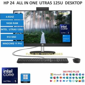 Hp 24 All-in-One Desktop PC ? Intel Ultra 5 125U (Up to 4.3GHz), 16GB RAM, 512GB SSD, 24" Full HD Touchscreen, Windows 11 Pro, LAN & WLAN
