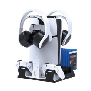 GREEN LION Multipurpose PS5/PS5 SLIM/PS5 PRO Cooling Stand + Charging Station Dock Stand With Game Slots