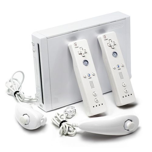 Official Nintendo Wii Console With 2 Remote And Nunchuck+1 Game CD – White