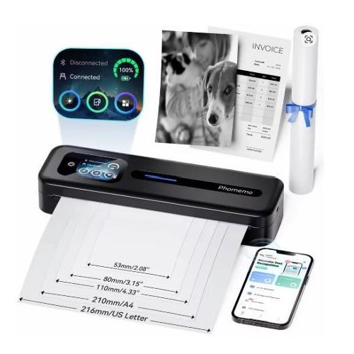 Phomemo M832D Upgraded Portable Printer with Touchscreen, Bluetooth Wireless Thermal Inkless Printer